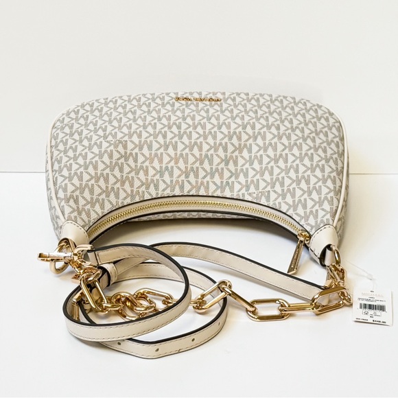 Michael Kors Cora LG Pouchette Shoulder Crossbody Bag MK Light Cream - Picture 8 of 12